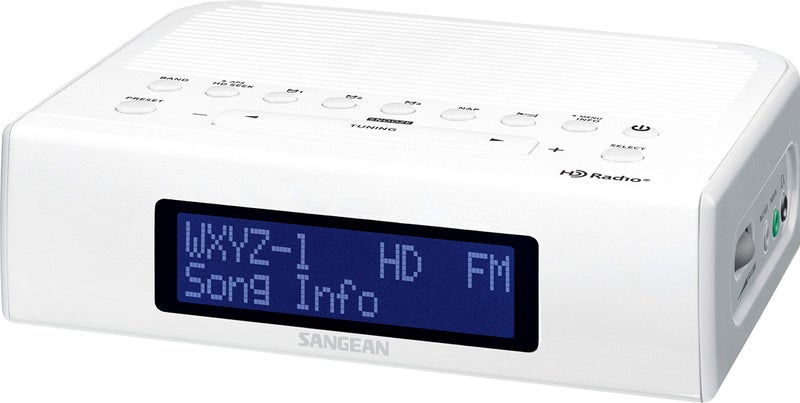 SANGEAN راديو ساعة رقمي Sangean HDR-15 AM/FM مع شحن هاتف USB، أبيض - Image 1